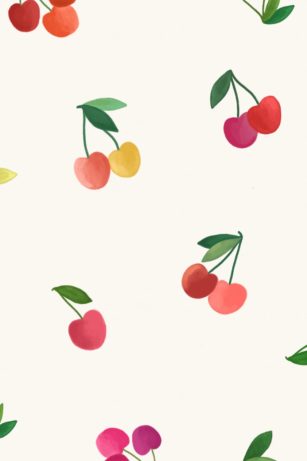 Bright Pastel Cherries Wallpaper