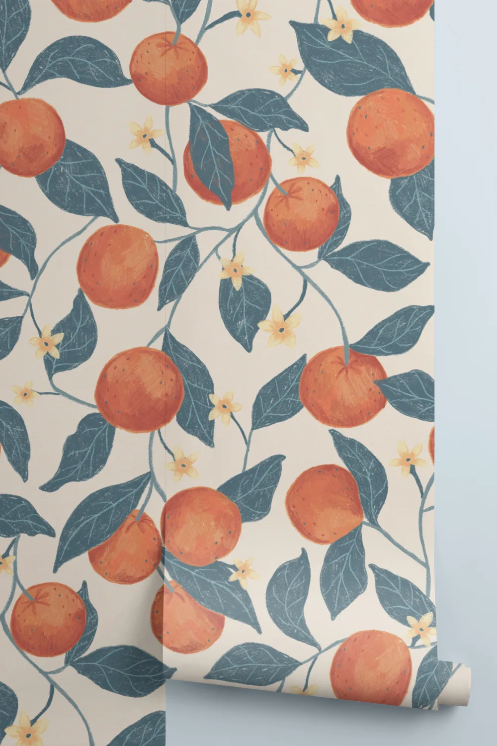 Beige Botanical Oranges Mural