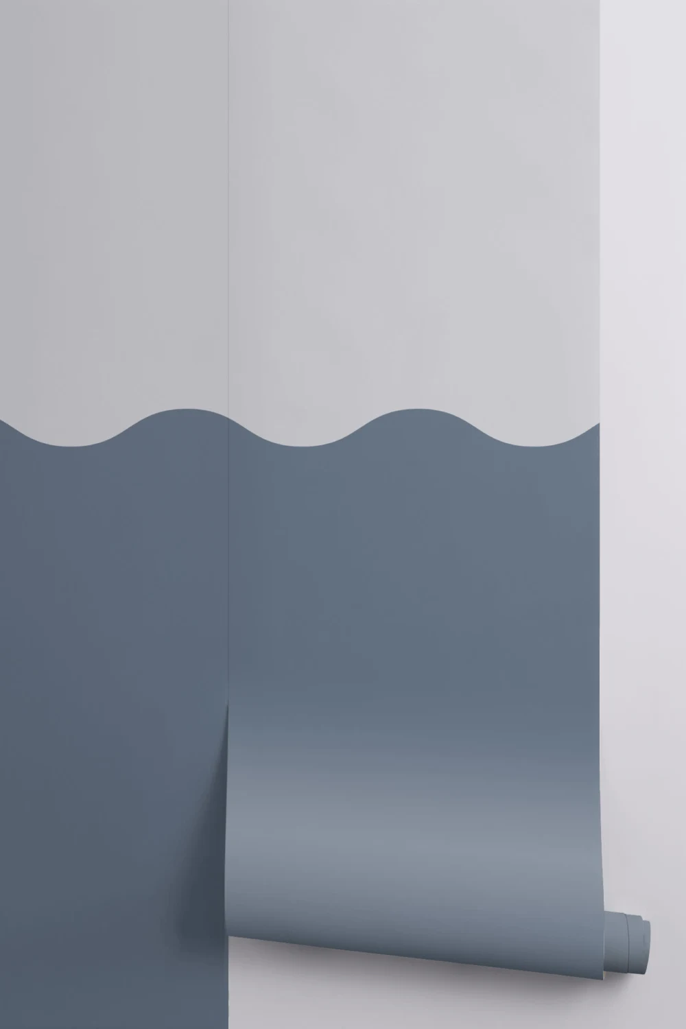 Navy Blue Two-Tone Wave Effect Geometric Wallpaper Mural