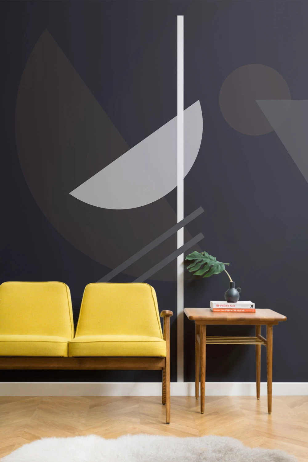 Mid Century Modern Tumma muodot geometrinen kuvatapetti