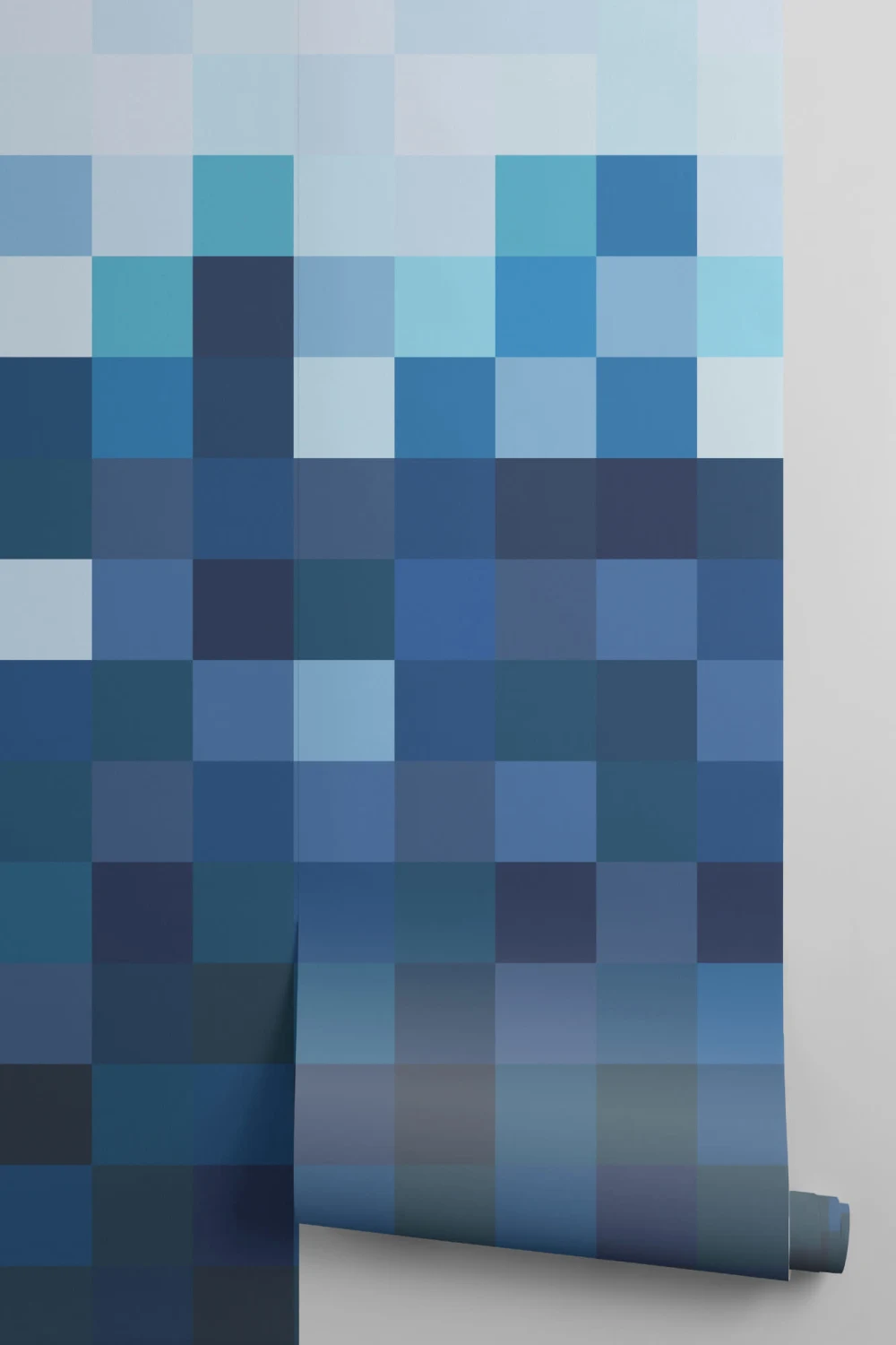 Mural de papel de parede Ombre estilo Pixel de quadrados azuis