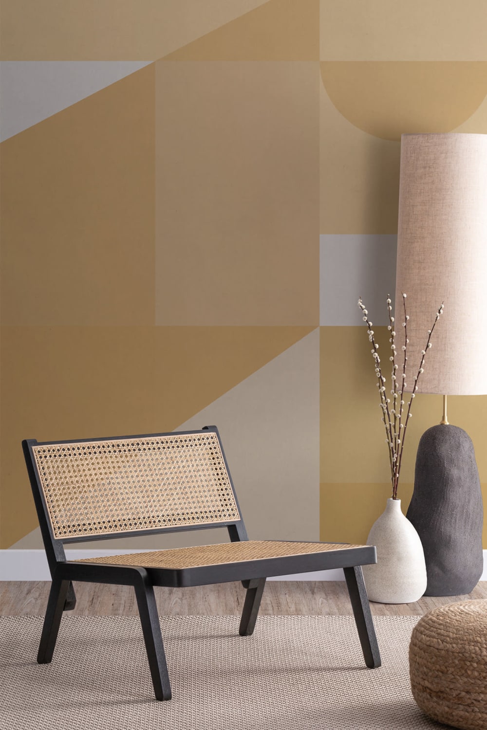Yellow Geometric Shapes Modern Bauhaus Wallpaper Mural