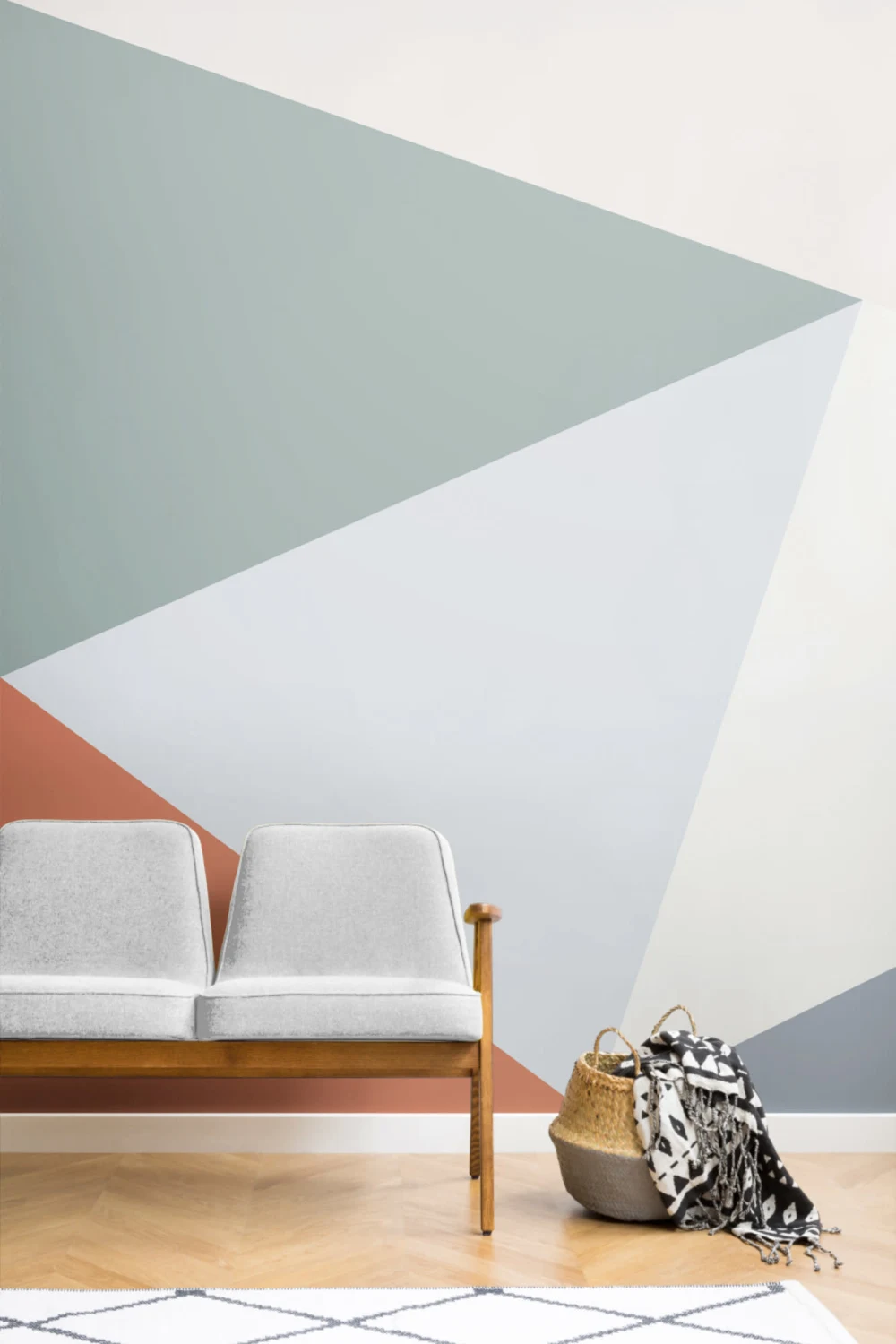 Mural de papel de parede geométrico sobredimensionado multicolorido