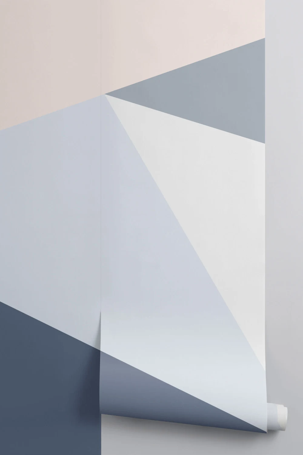 Blå overdimensioneret geometrisk tapet vægmaleri