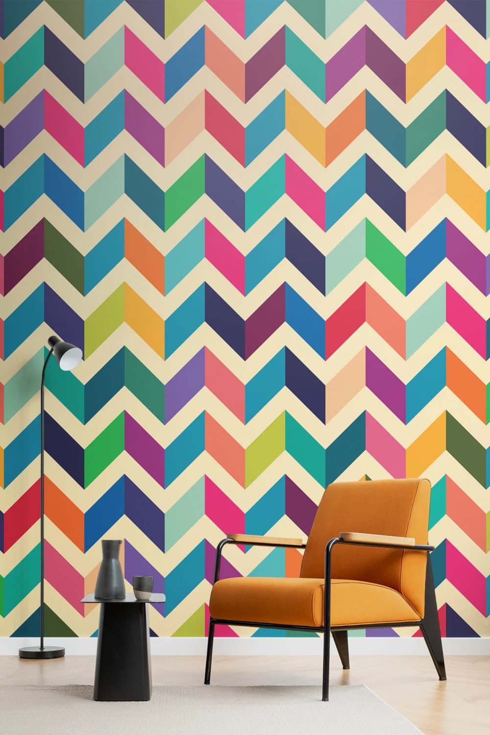 Multi-Colored Zig Zag Pattern Wallpaper Mural