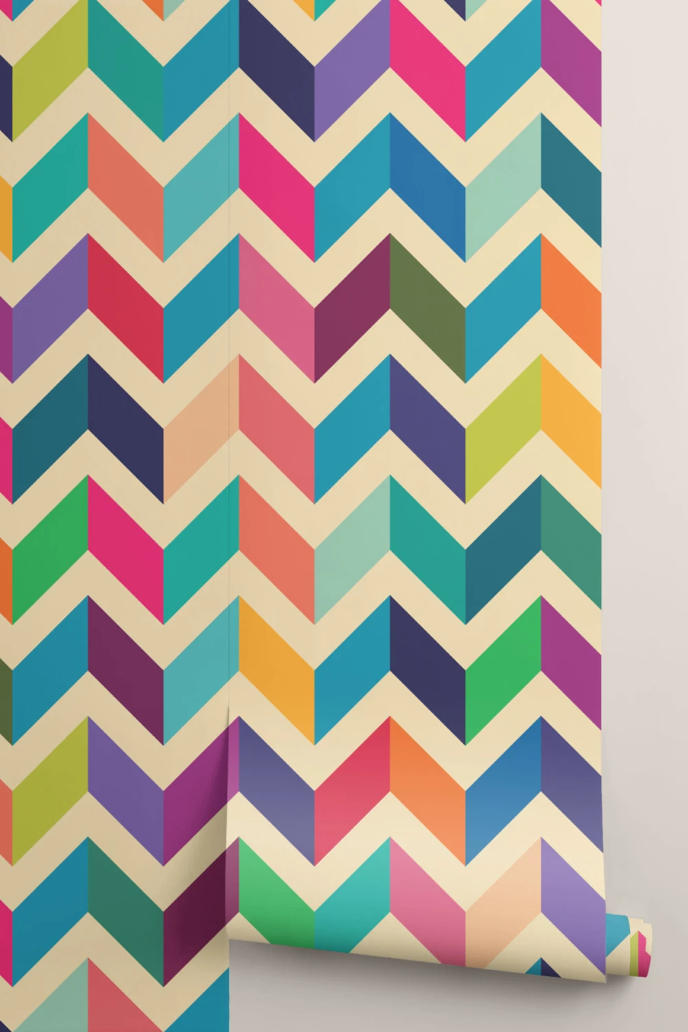Multi-Colored Zig Zag Pattern Wallpaper Mural