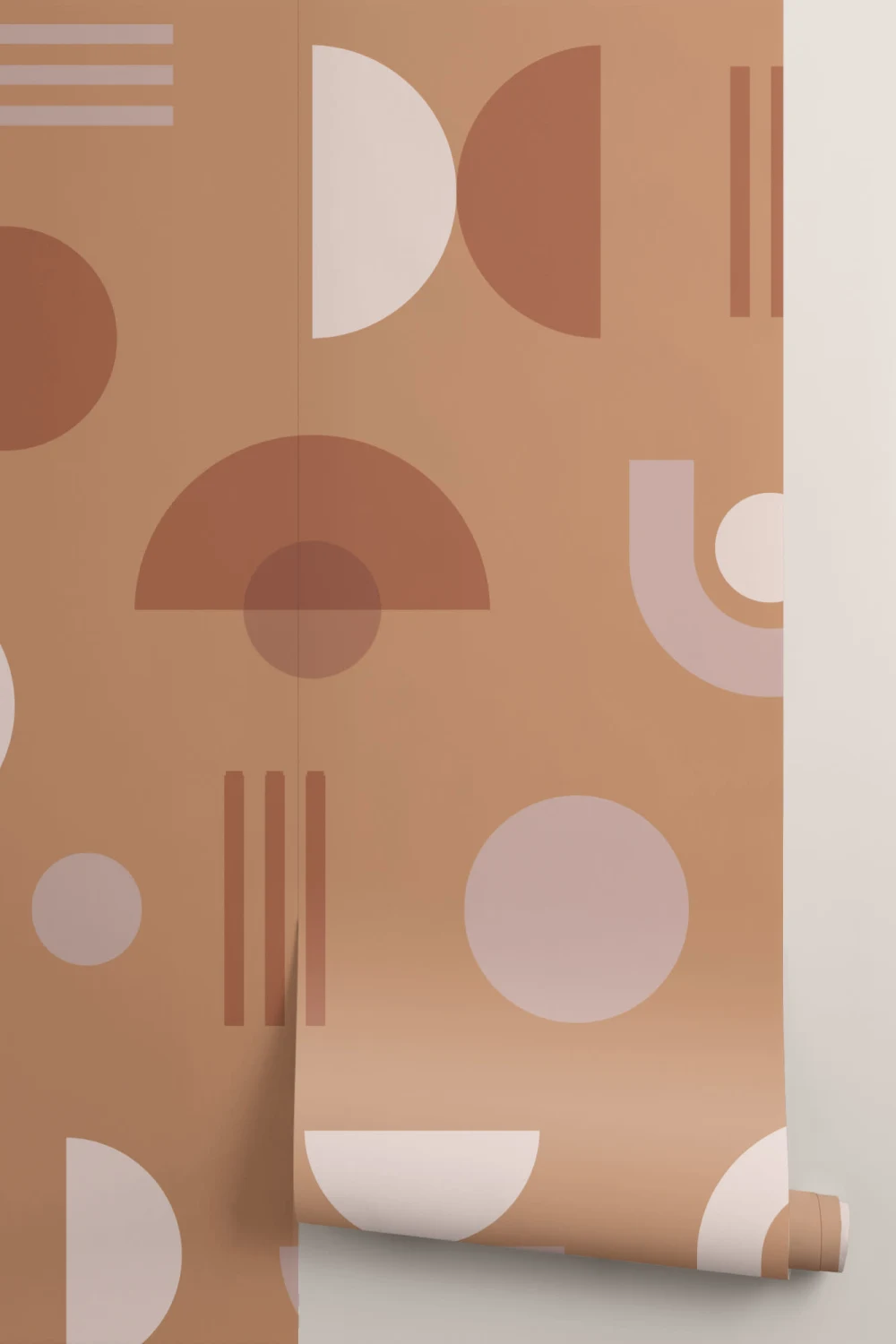 Orange & Neutral Mid Century Modern Geometric Wallpaper Mural