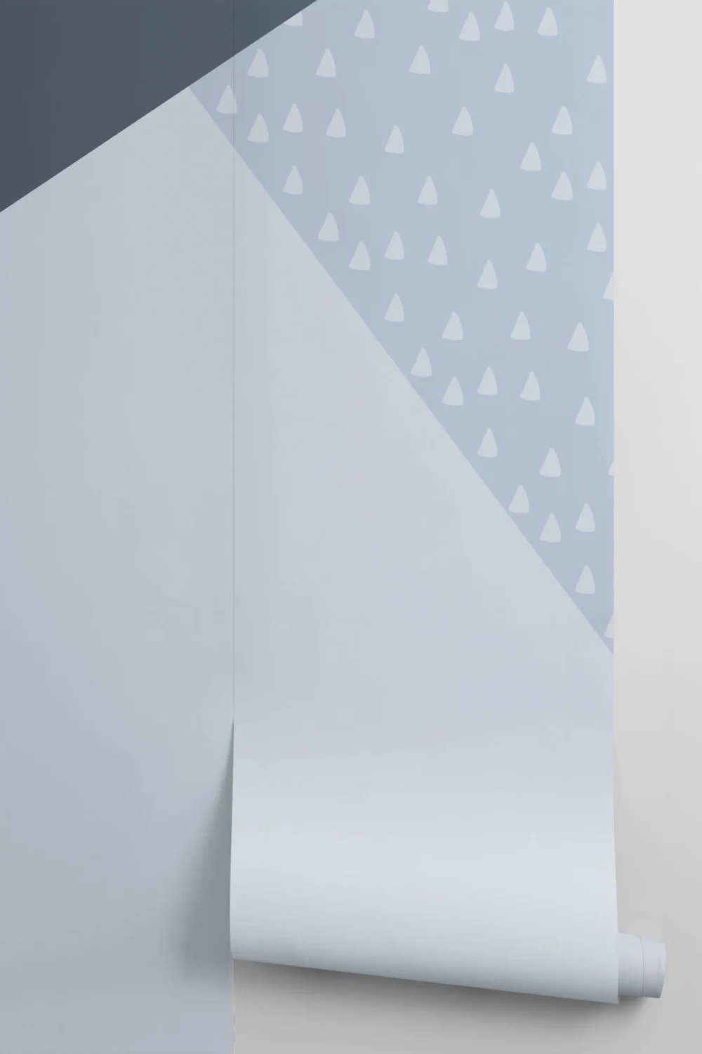Mural de papel de parede de prisma geométrico de triângulo azul pastel e marinho