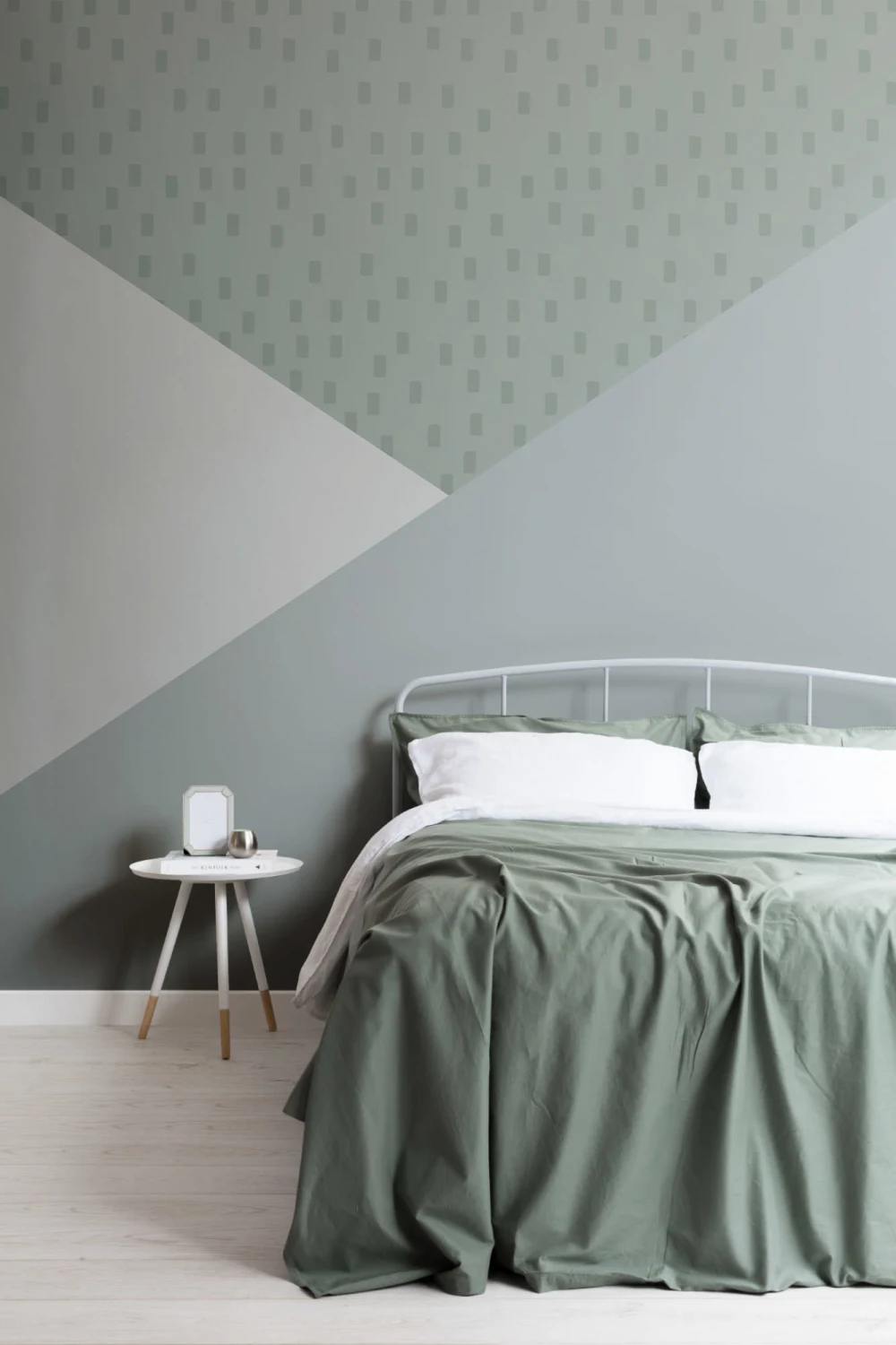 Mural de Papel de Parede de Prisma de Triângulo Geométrico Verde Pastel