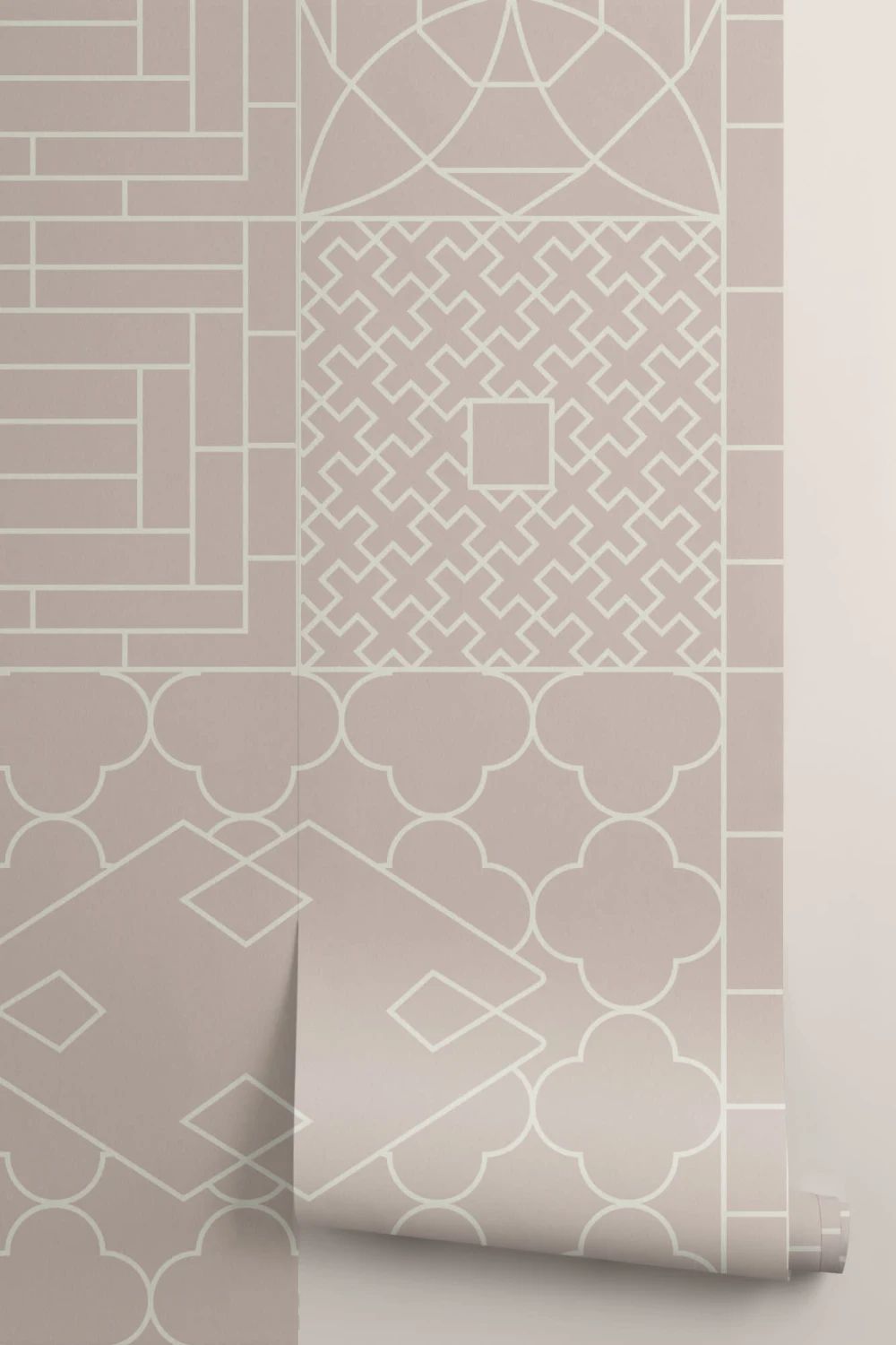 Geometryczna różowa tapeta ścienna w chińskim stylu