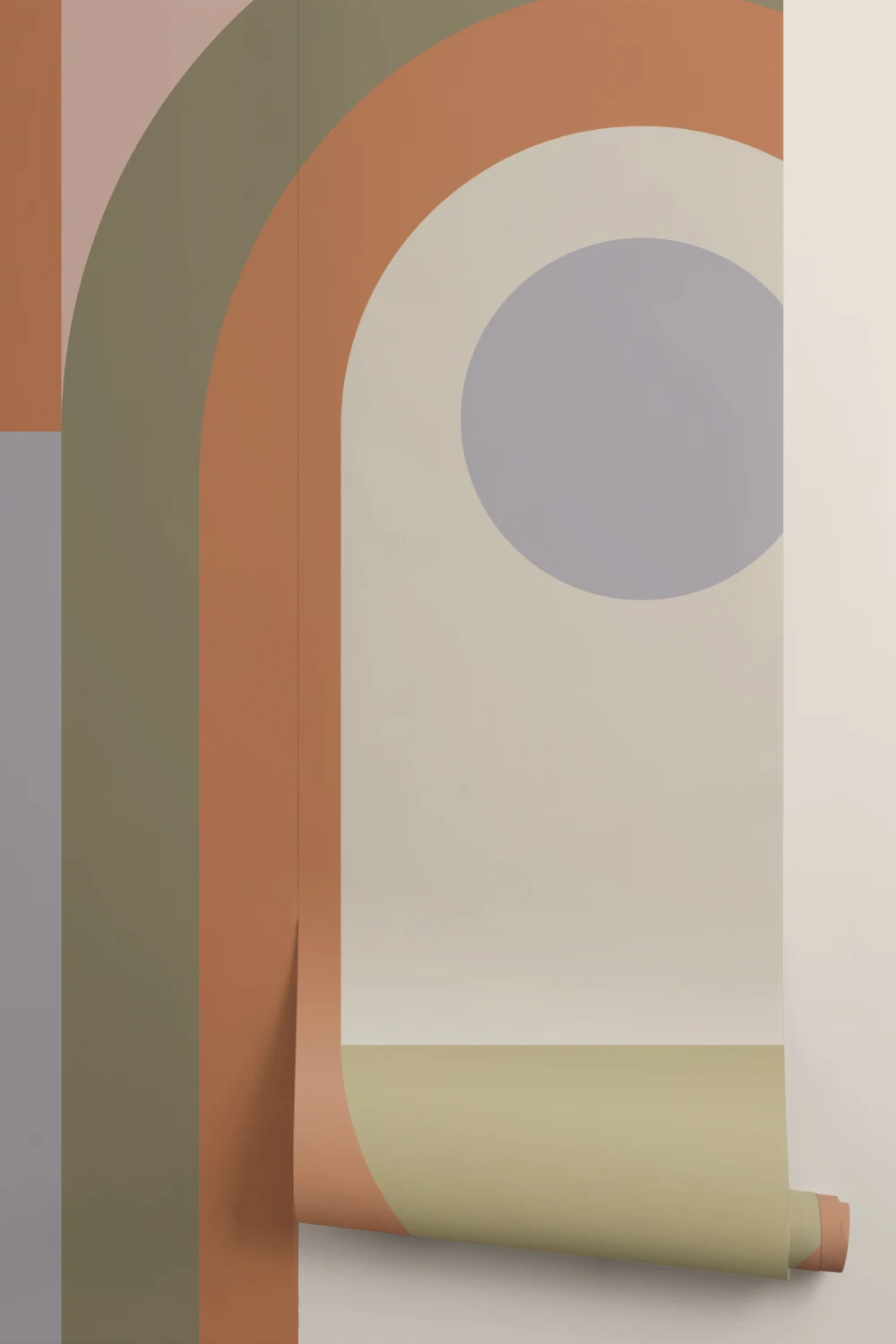 Retro Orange Geometric Design Mural
