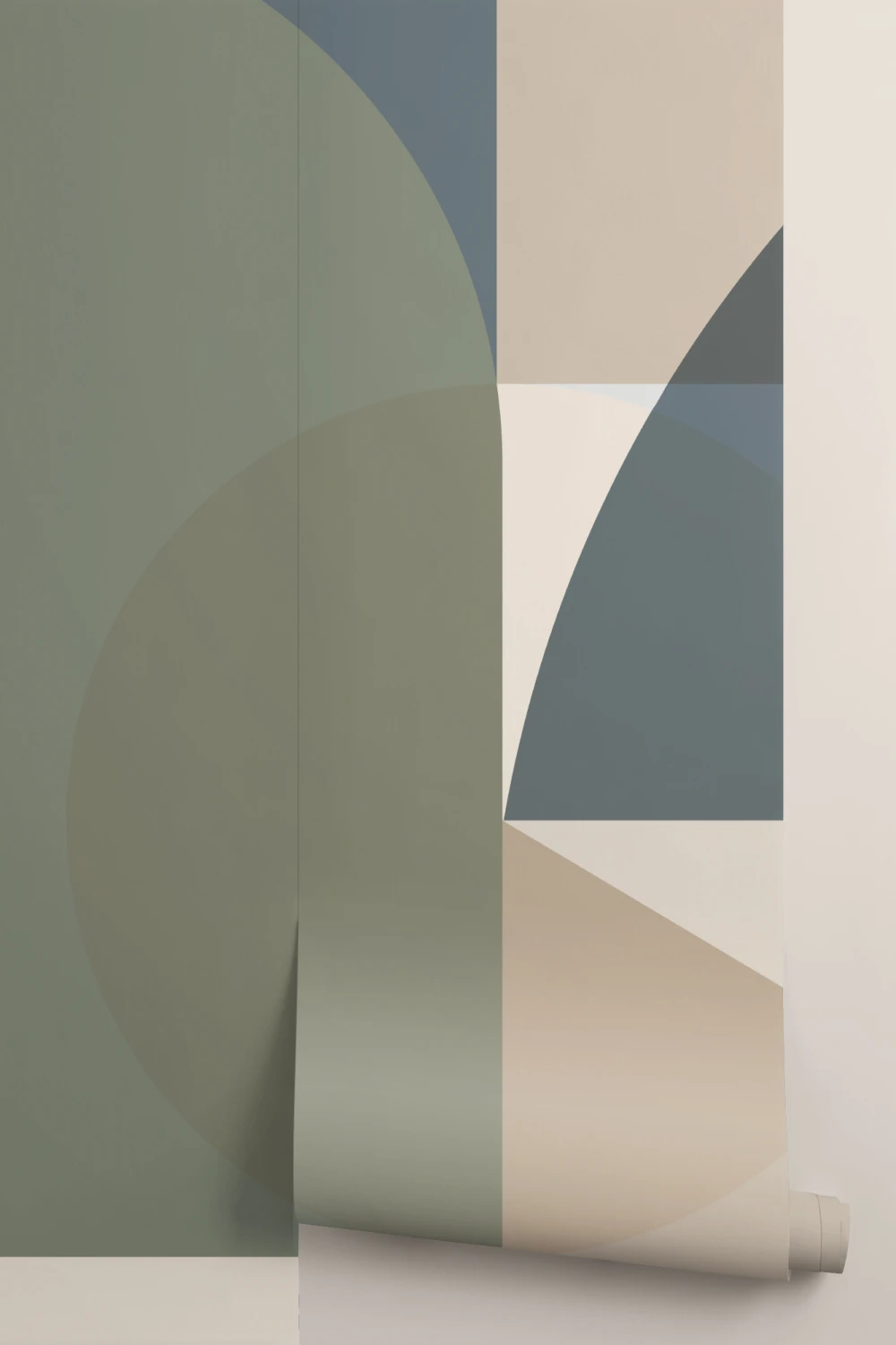 Green Geometric Contemporary Multicolor Mural For Modern Spaces
