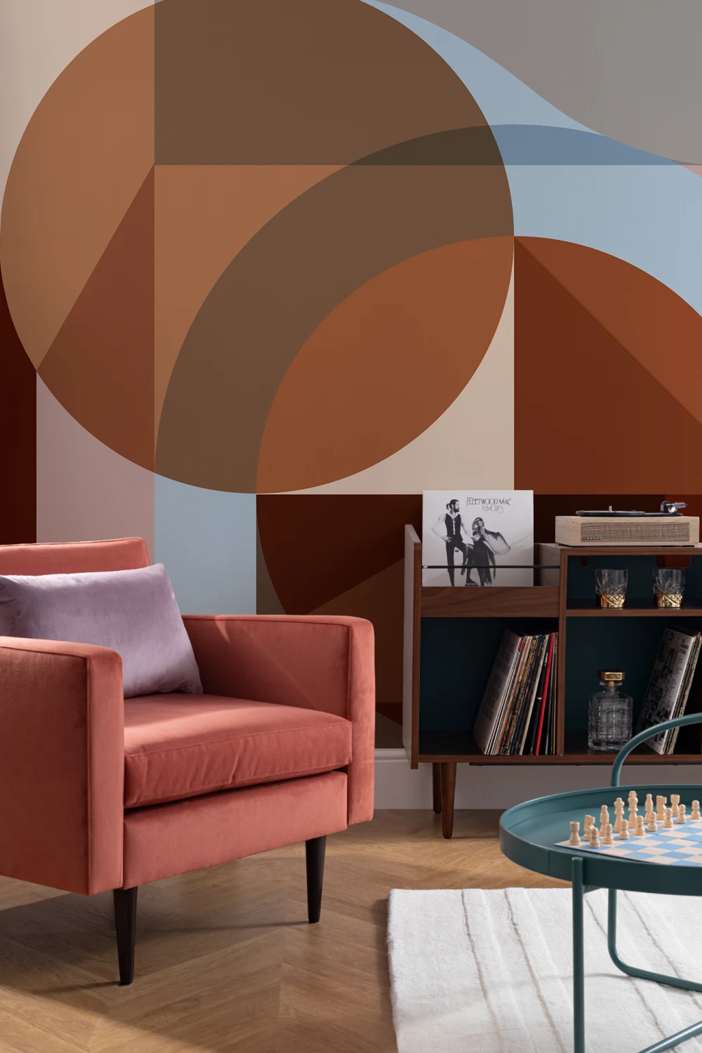 Orange Geometric Retro Vibe Wall Mural