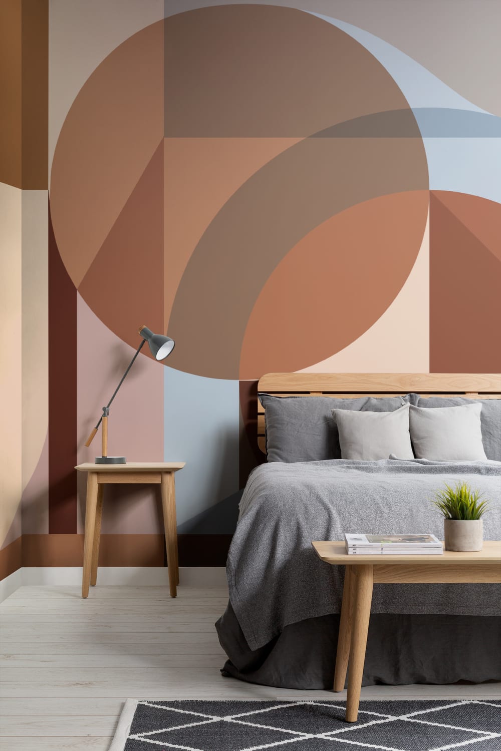 Orange Geometric Retro Vibe Wall Mural