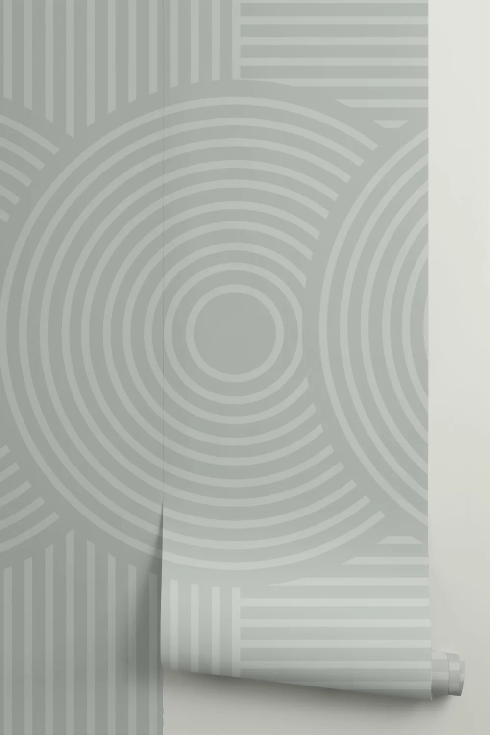 Jardim Zen Verde Mural de Papel de Parede Geométrico Japonês