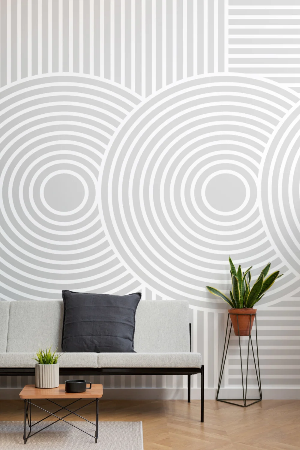 Grå Zen Hage Japansk Geometrisk fototapet
