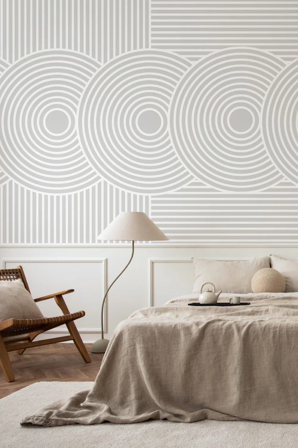 Grå Zen Hage Japansk Geometrisk fototapet