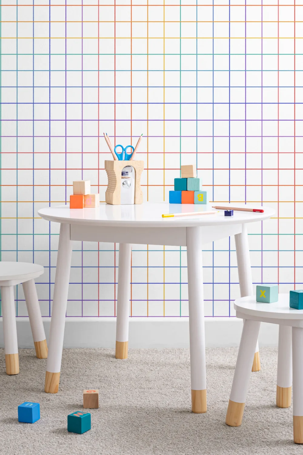 Multicolor Geometric Grid Repeat Pattern Wallpaper