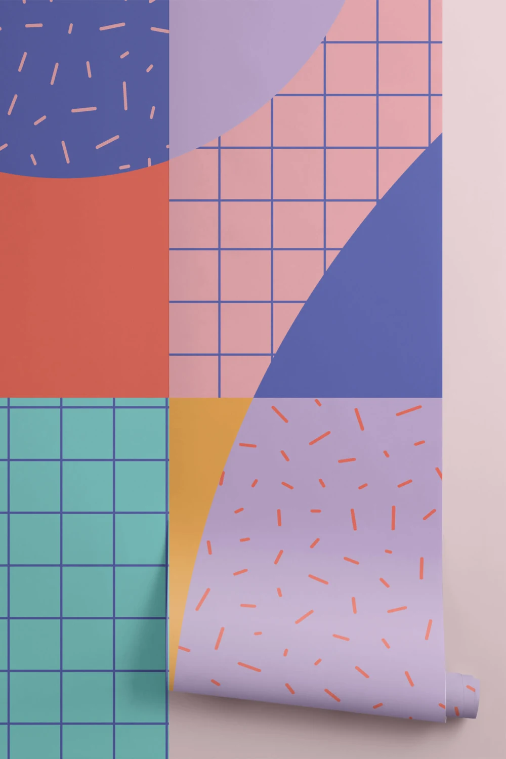 Memphis Style Multicolor Geometric Wallpaper Mural