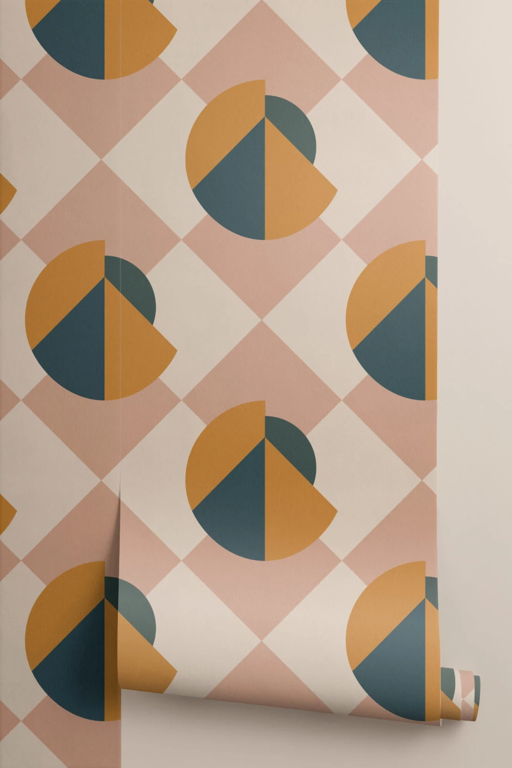 Retro Memphis Pink & Yellow Geometric Pattern Wallpaper