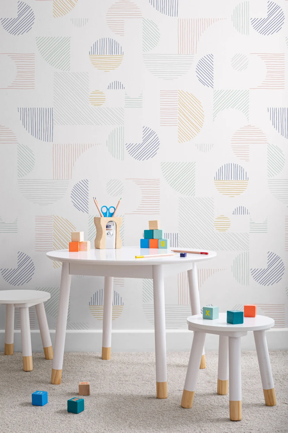 Pastel Abstract Geometric Lines Repeat Pattern Wallpaper