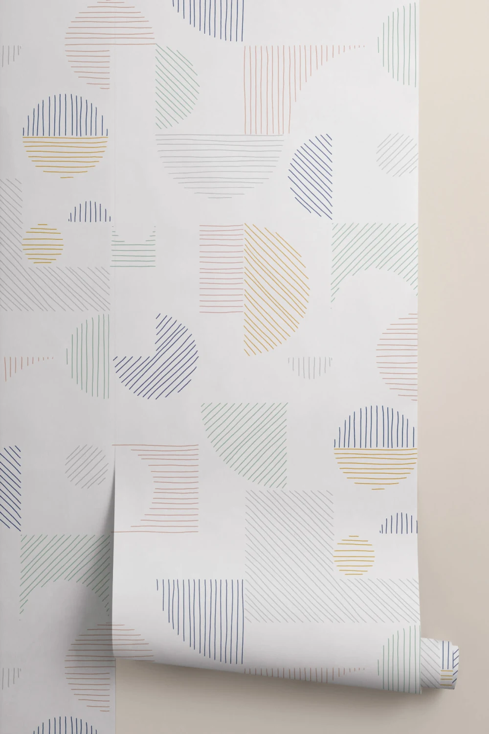 Pastel Abstract Geometric Lines Repeat Pattern Wallpaper