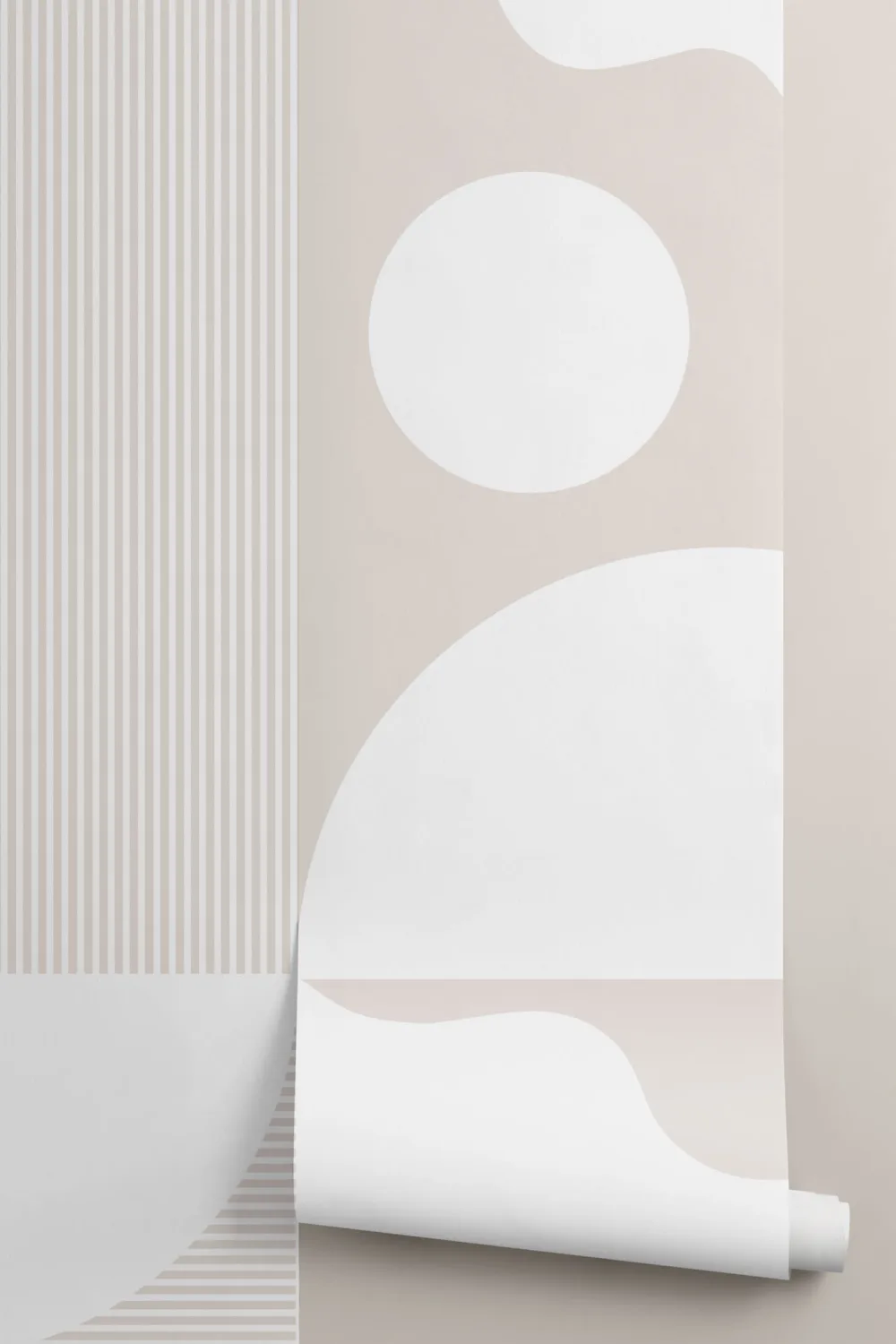 Alb și bej Abstract Geometric Wallpaper Mural