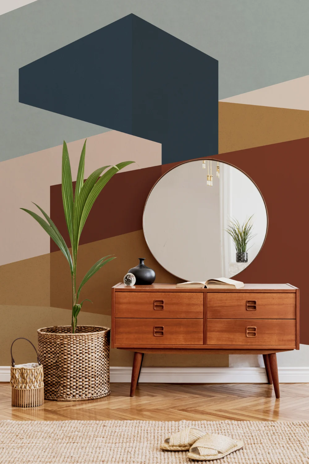 Modern Abstract Blok Vormen Behang Muurschildering