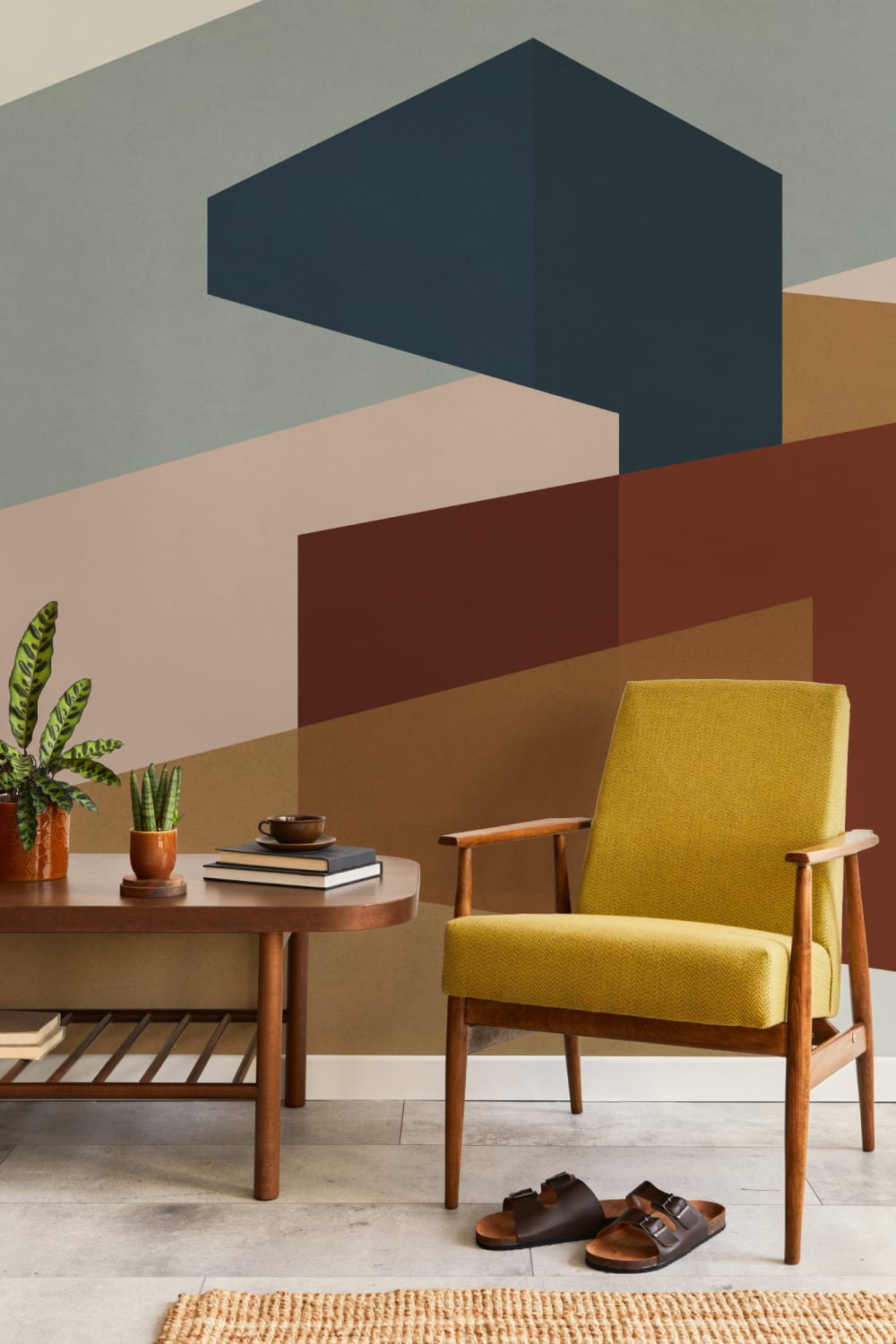 Modern Abstract Blok Vormen Behang Muurschildering