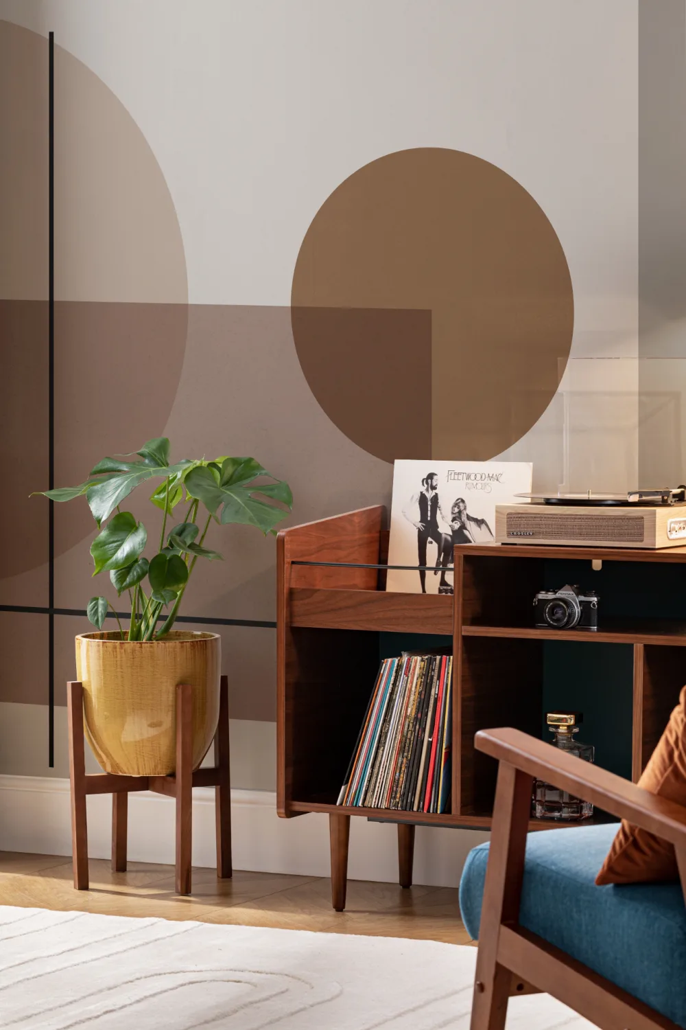 Neutraal Mid Eeuw Abstract Geometrisch Behang Muurschildering