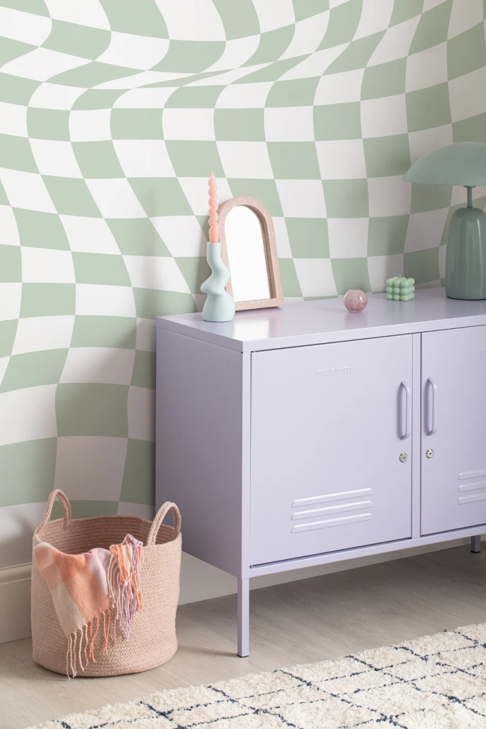 Cool Green Checkered Aesthetic Pattern Wallpaper Mural