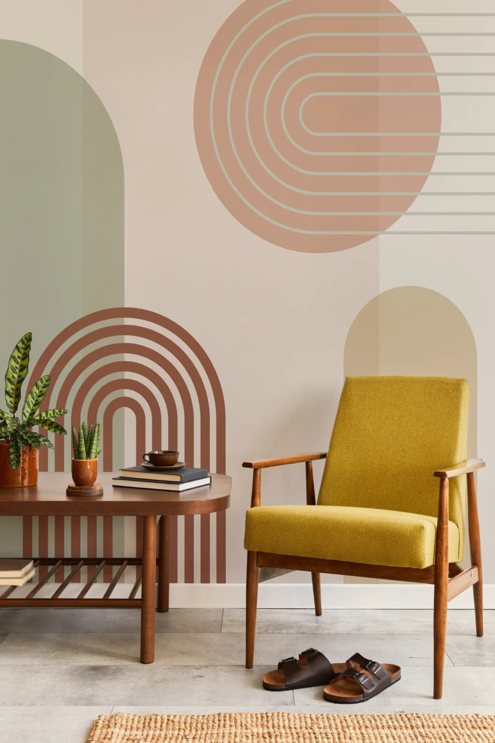 Klassinen retro geometrinen kuvatapetti