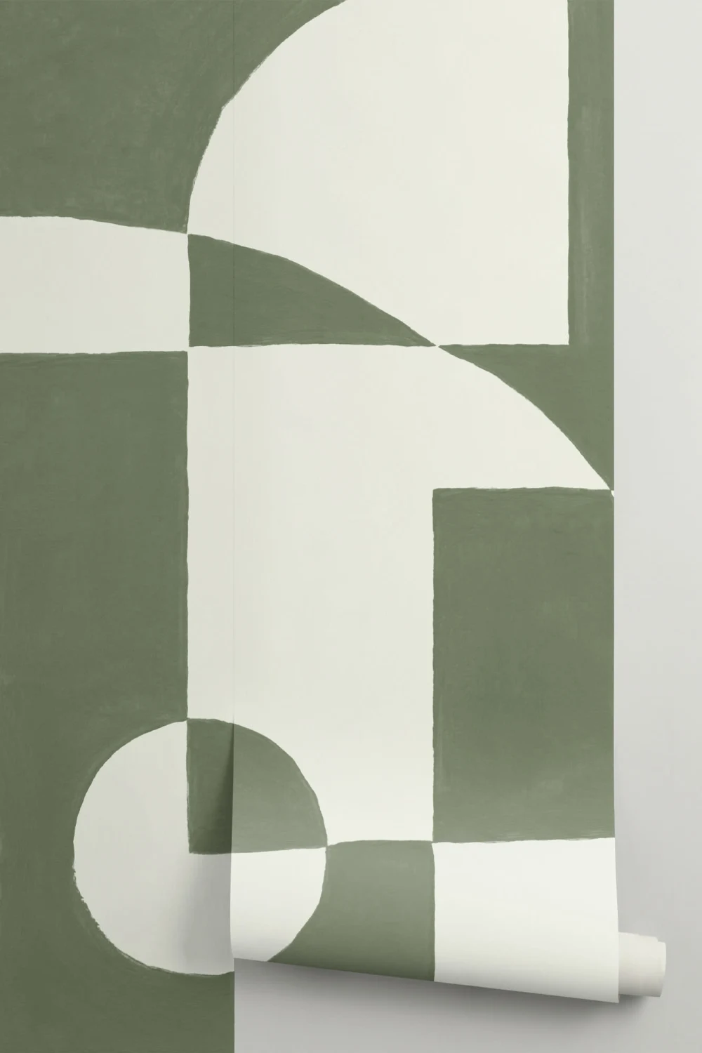 Dark Green Scandinavian Abstract Geometric Mural