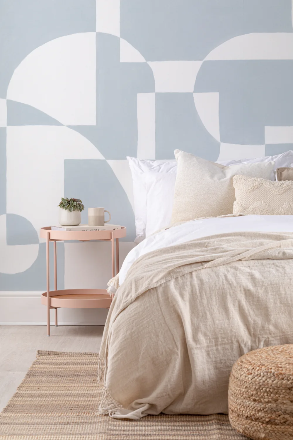 Hemelsblauwe Scandinavische Abstracte Geometrische Muurschildering
