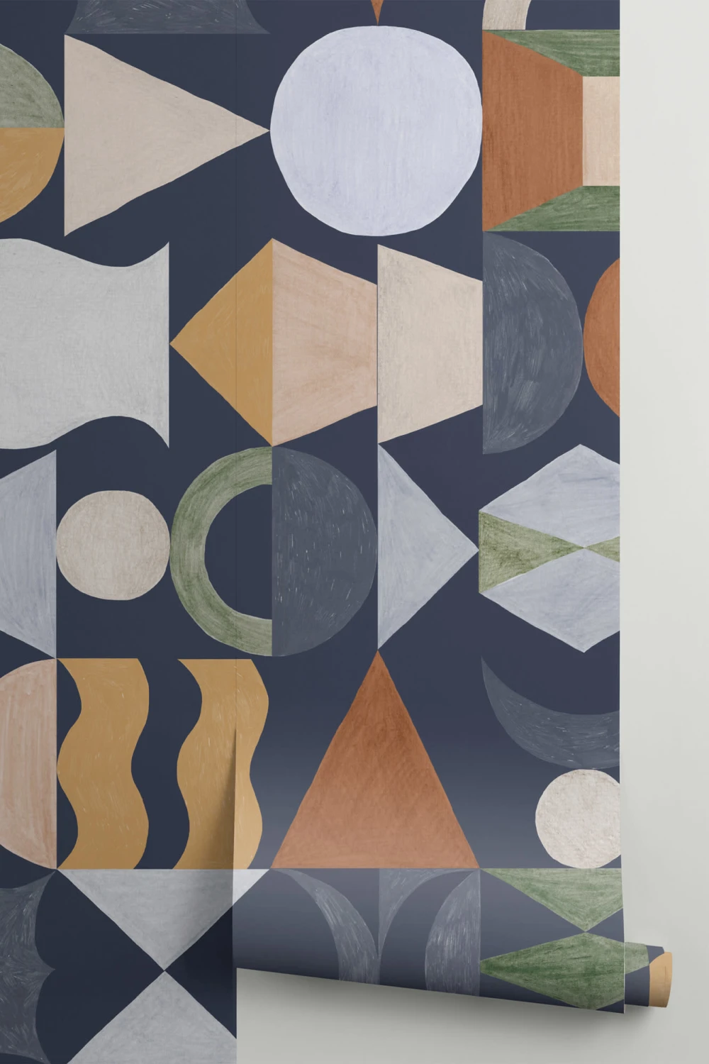 Retro Geometric Totem Shapes Wallpaper Mural