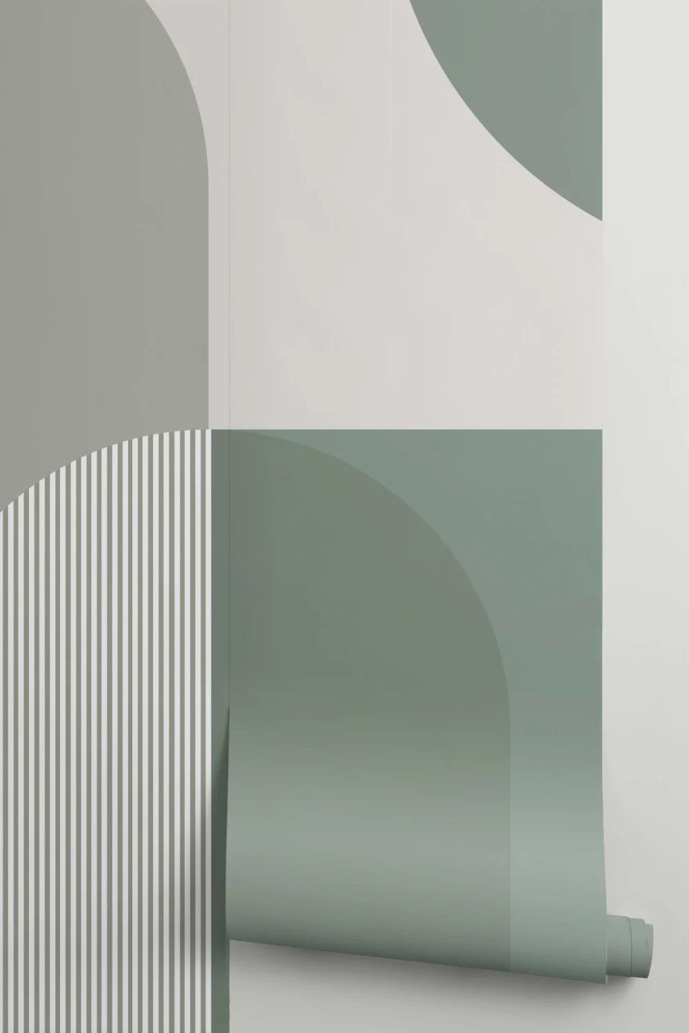 Green Scandinavian Geometric Mural
