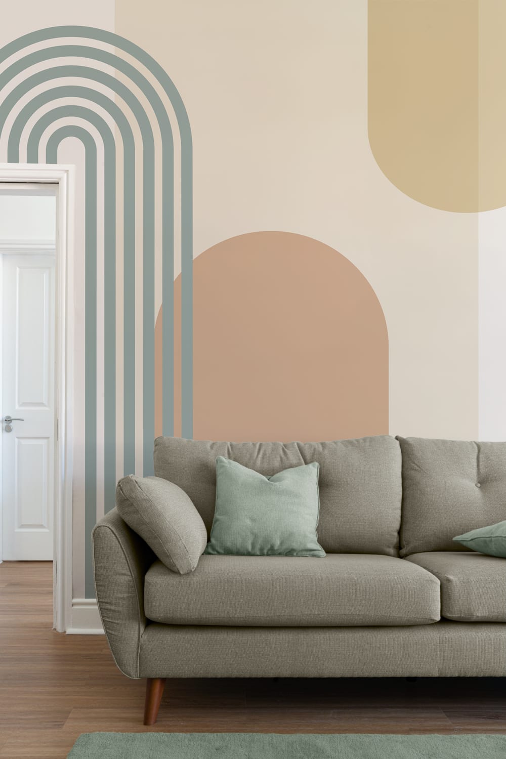 Pastell Retro Geometriska bågar Mural-tapeter