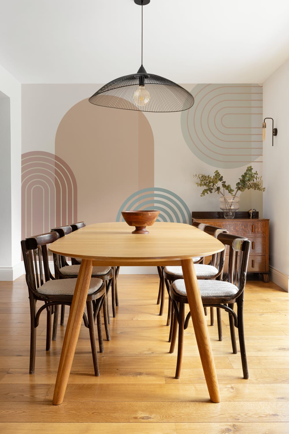 Pastell Retro Geometriska bågar Mural-tapeter