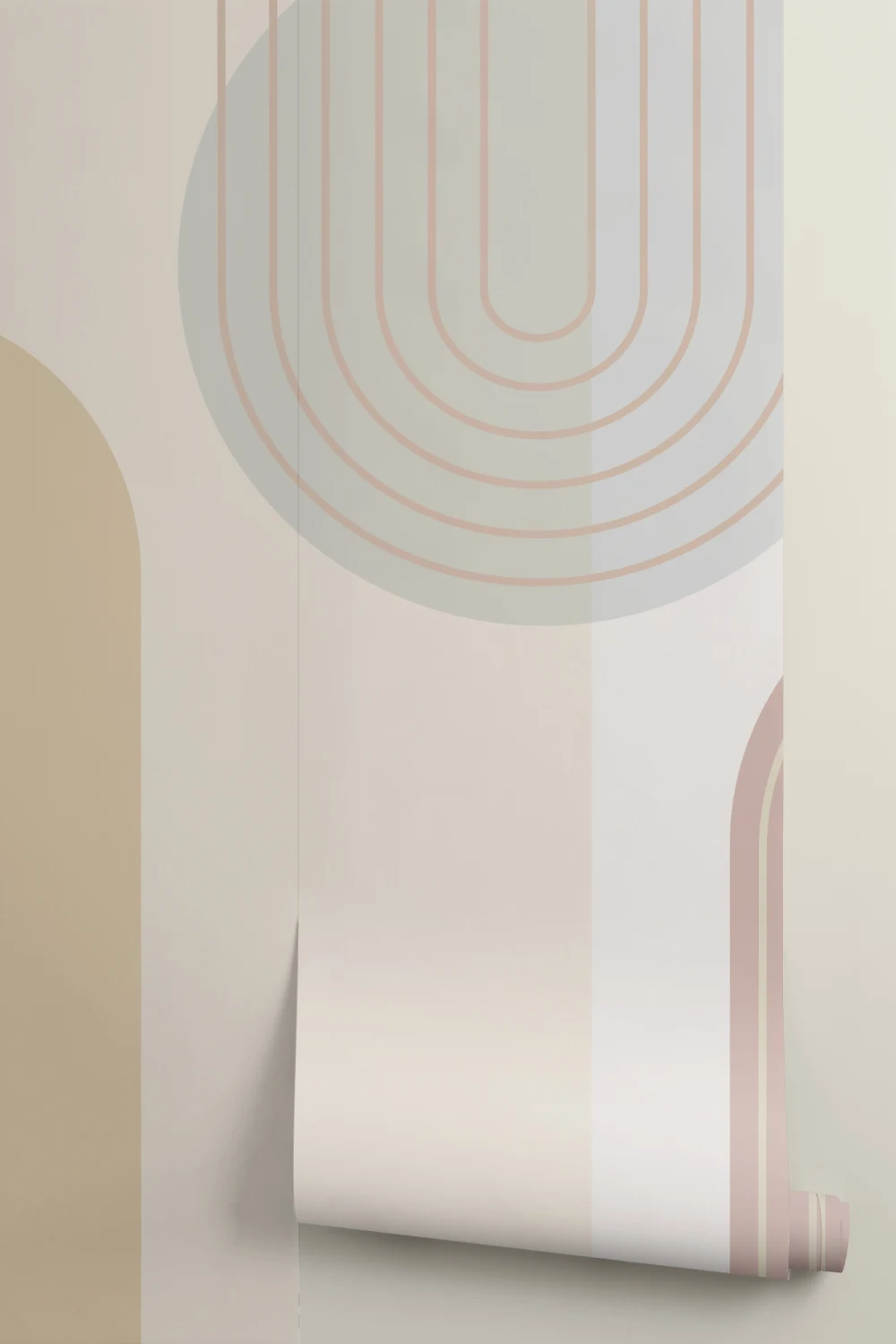 Pastell Retro Geometriska bågar Mural-tapeter