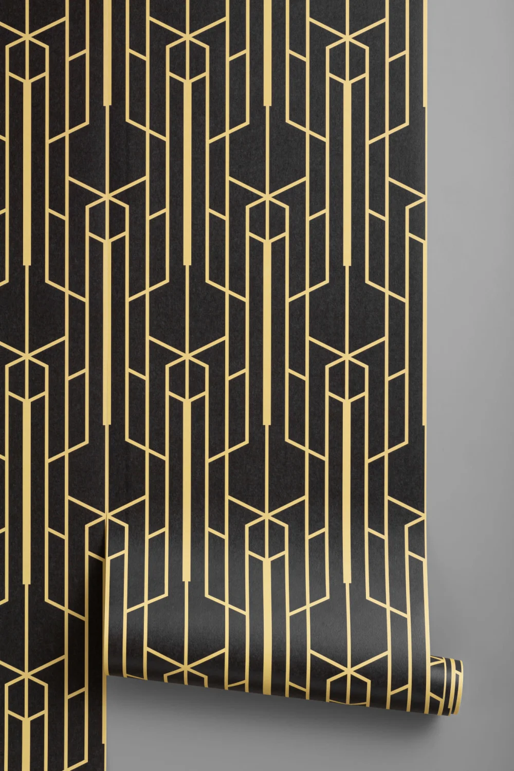 Yellow & Black Geometric Repeat Pattern Wallpaper