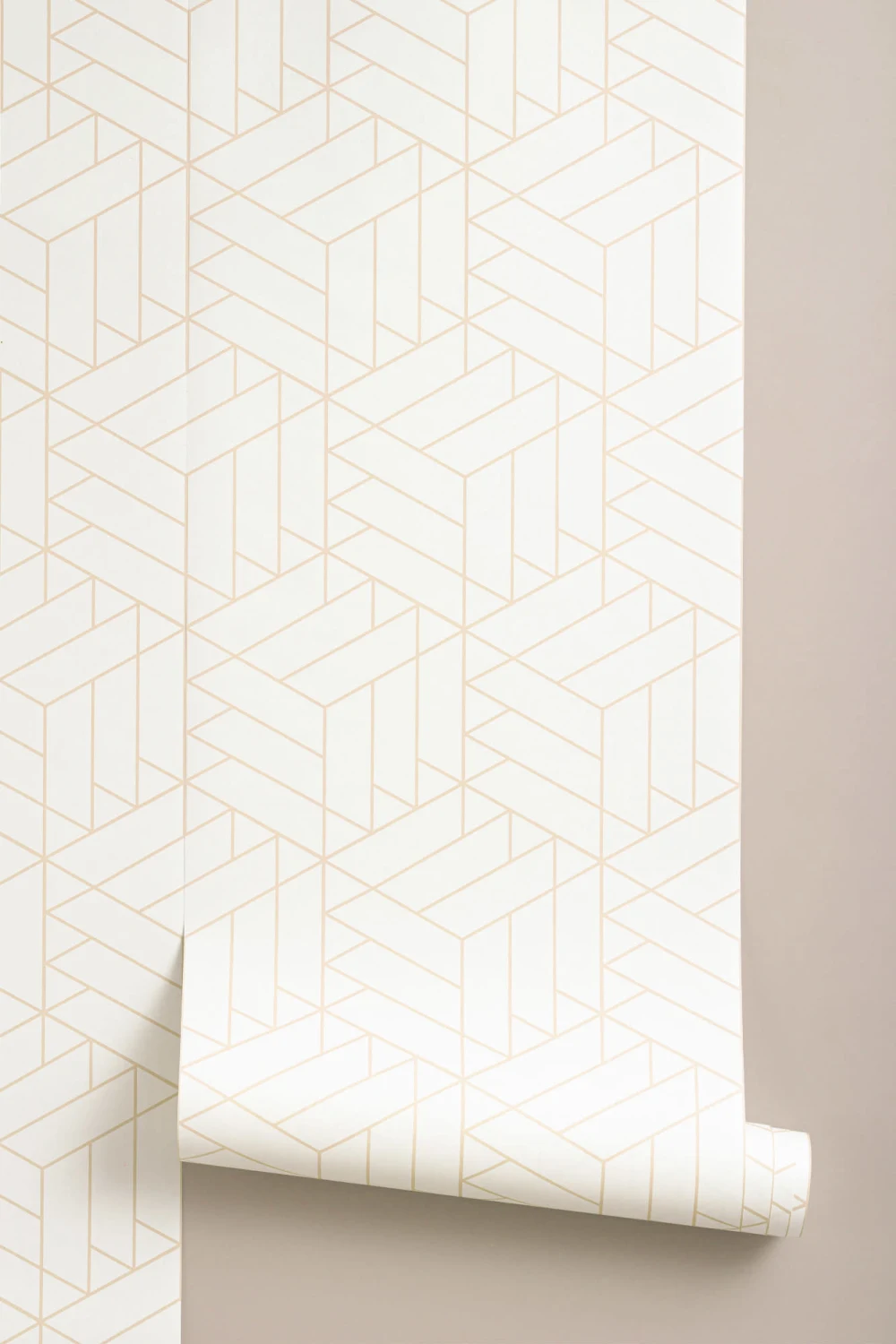 Nude Lined Cube Geometrisch Modern Repeat Pattern Behang