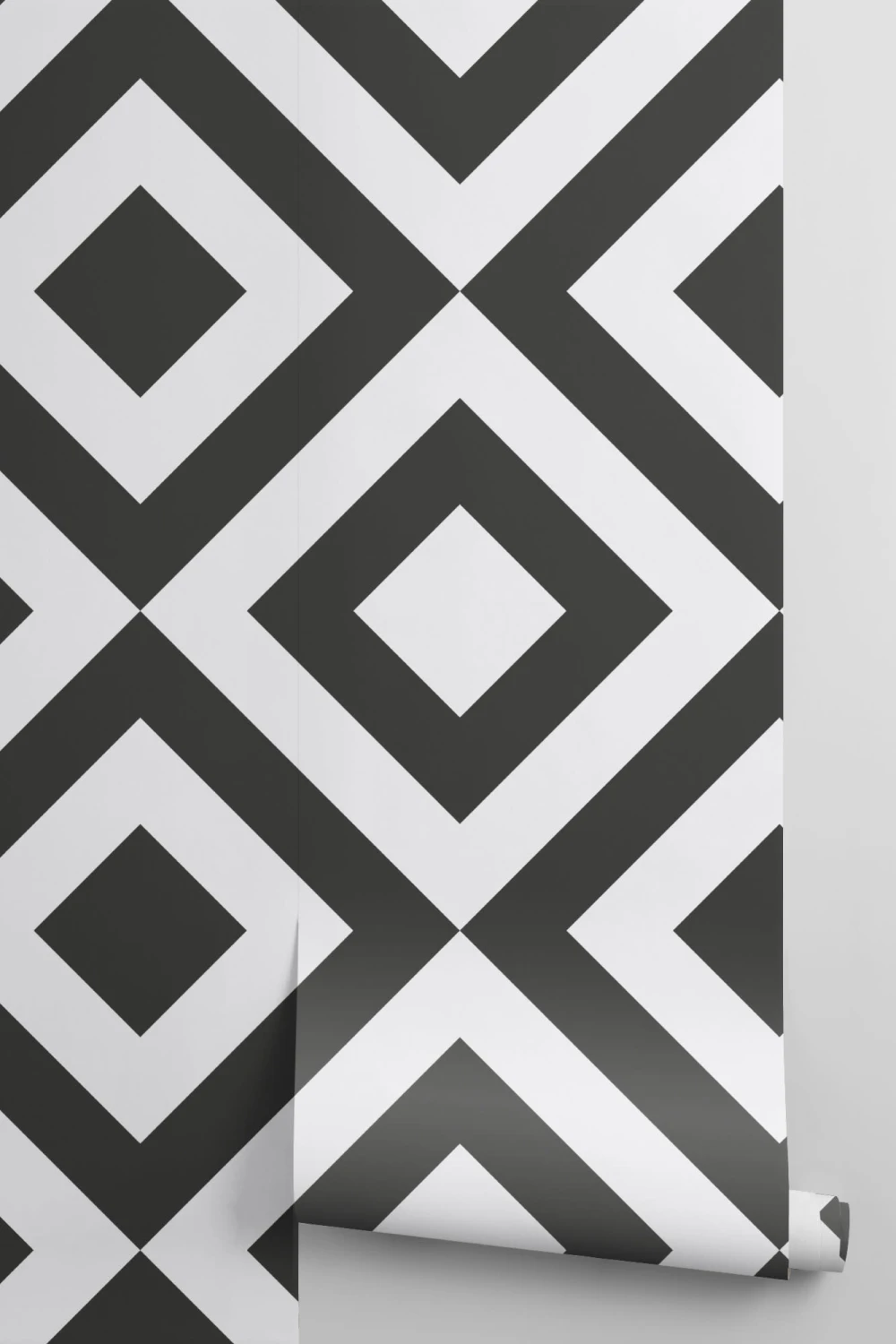 Black & White Diamond Pattern Wallpaper Mural