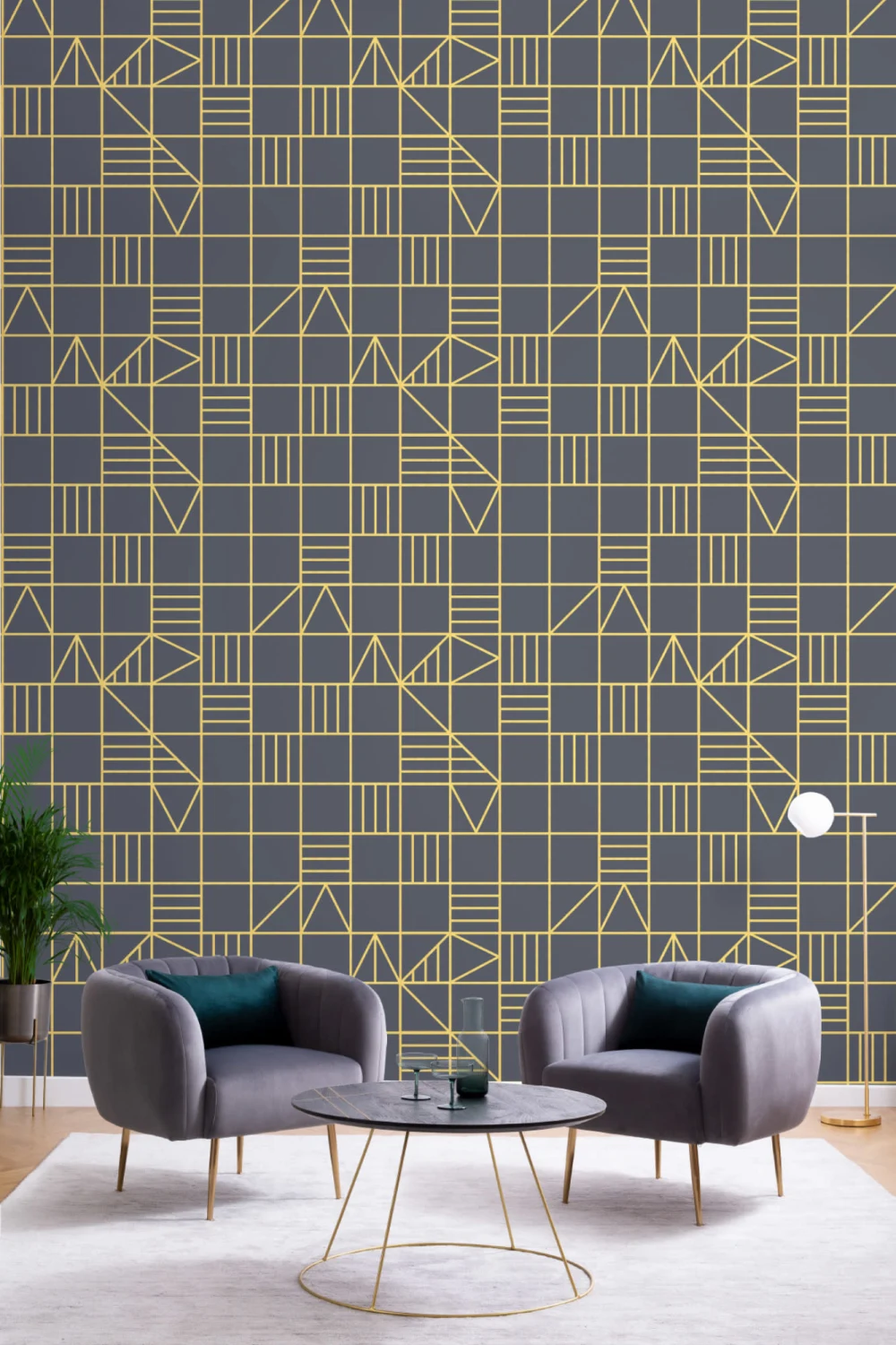 Grid Klassieke Driehoeken Behang Muurschildering