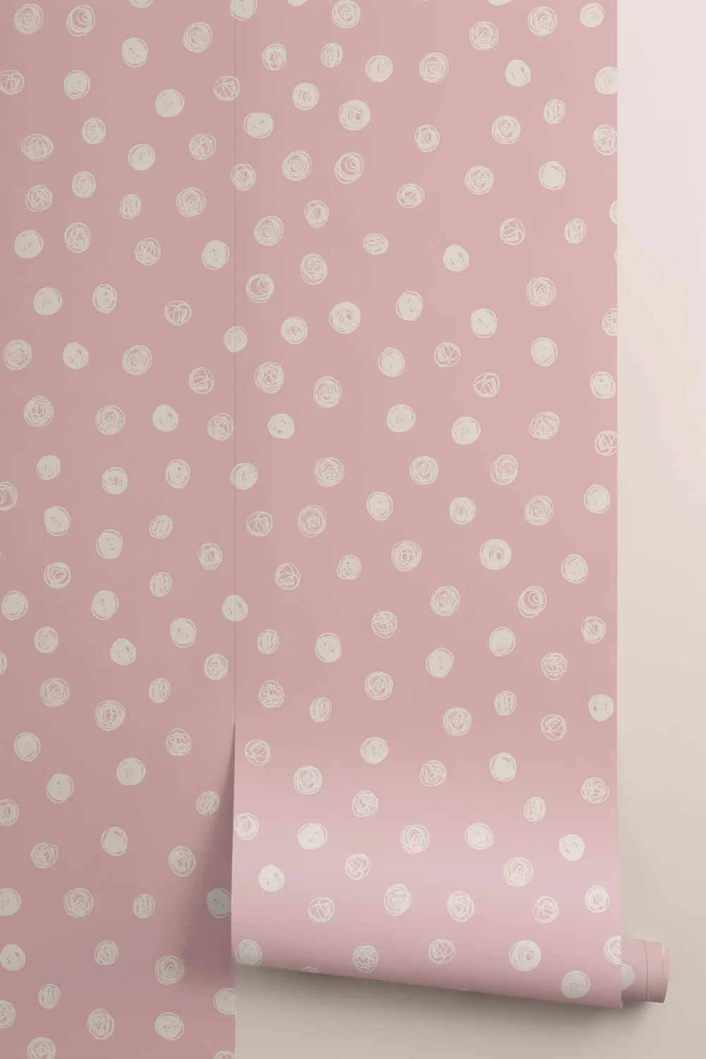 Vaaleanpunainen kuvitettu Polka Dot kuvatapetti