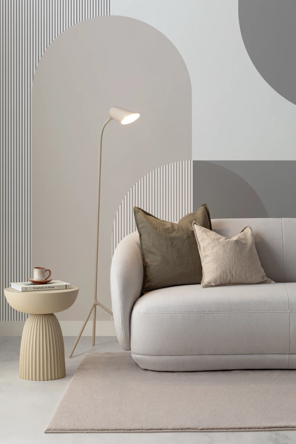 Neutraali harmaa Scandi geometrinen kuvatapetti