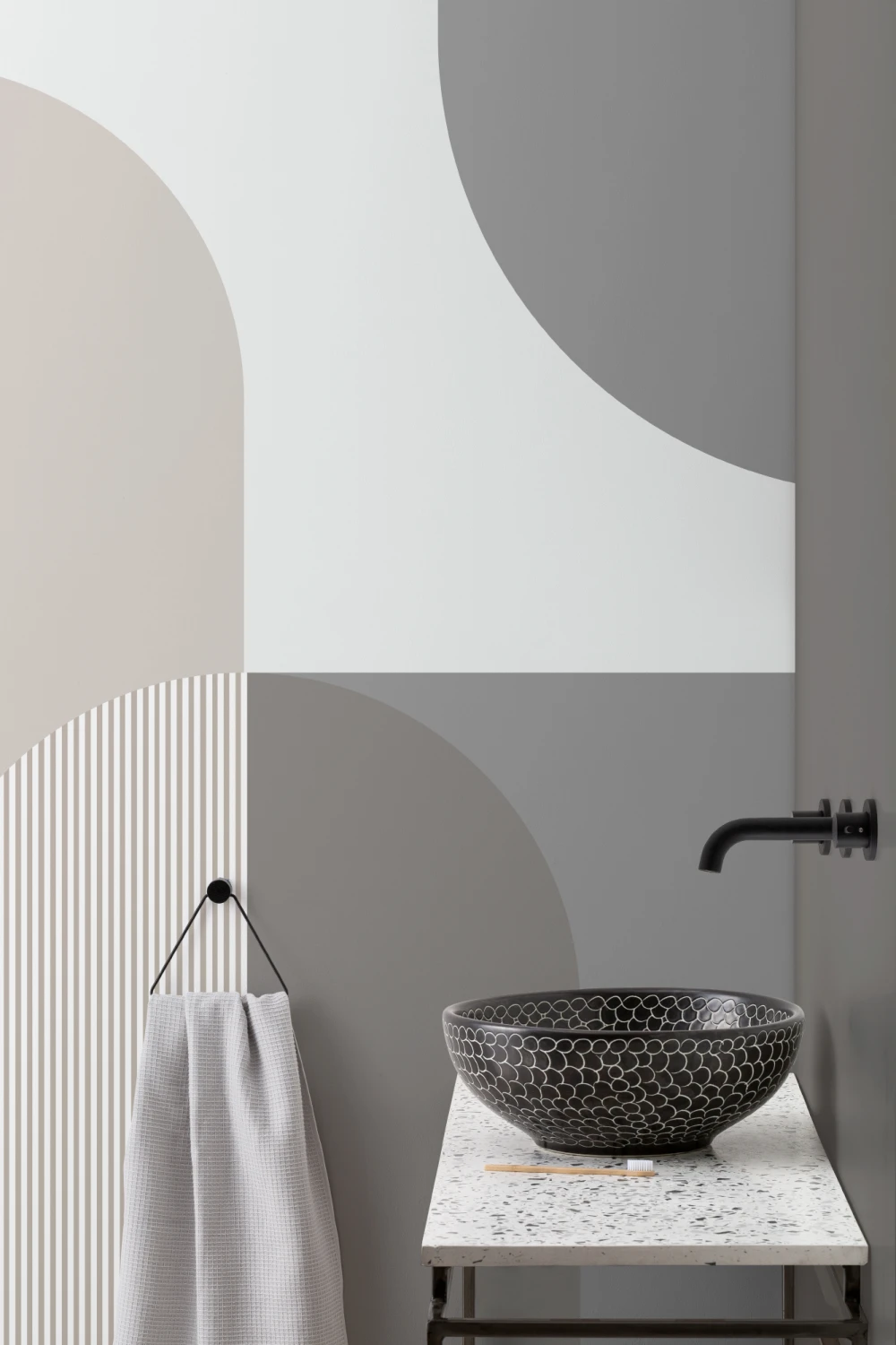 Neutraali harmaa Scandi geometrinen kuvatapetti