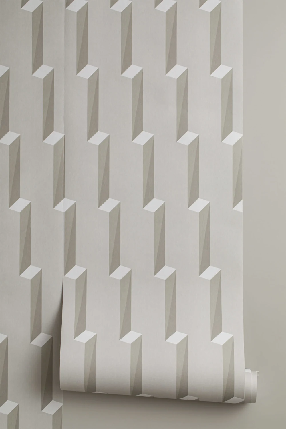Grey 3D Effect Modern Geometric Repeat Pattern Wallpaper
