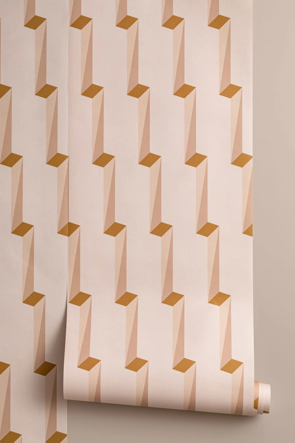 Różowa tapeta z efektem 3D Nowoczesny geometryczny powtarzający się wzór