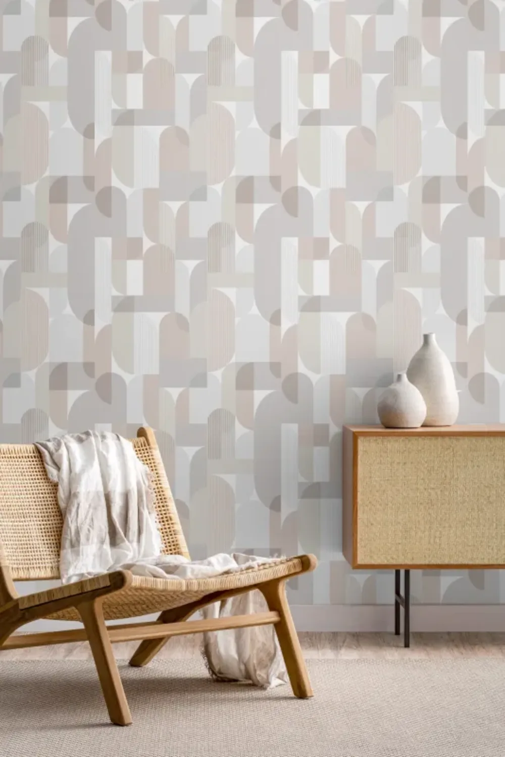 Papel de parede neutro Scandi Geometric Repeat Pattern