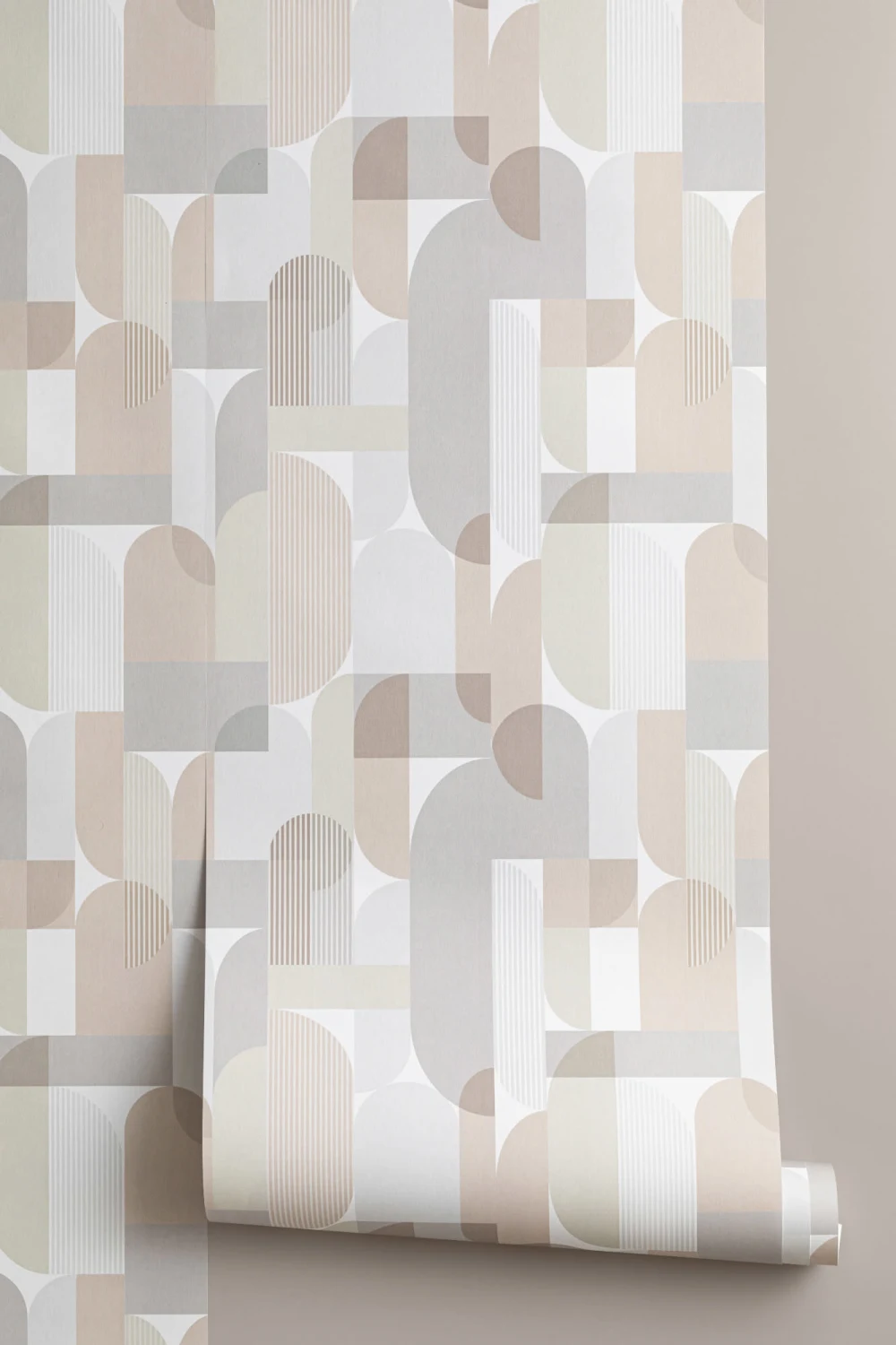 Papel de parede neutro Scandi Geometric Repeat Pattern
